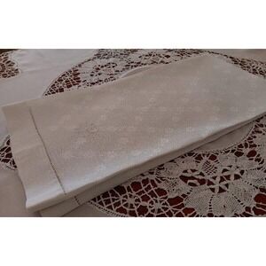 Vintage Large Irish Linen Damask Towel French Monogram B Hand Floral Trellis Bat